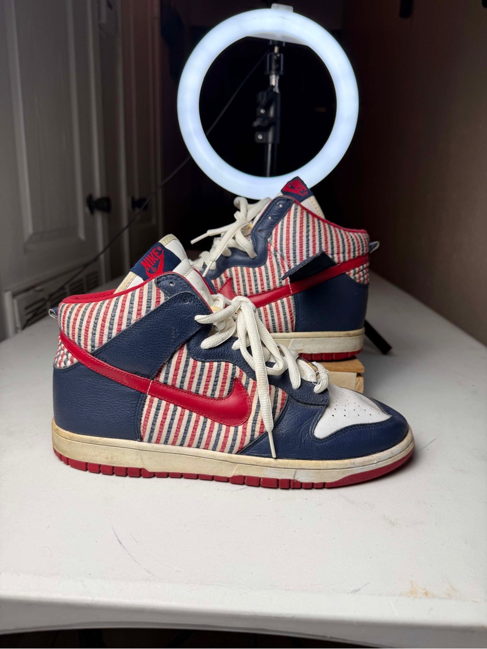 2006 Vintage Nike Dunk High White Varsity Red Midnight Navy  Size 10.5 Men’s